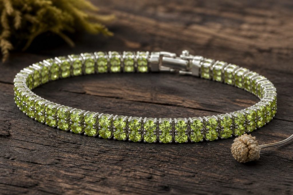 August Birthstone Bracelet: Peridot in Sterling Silver